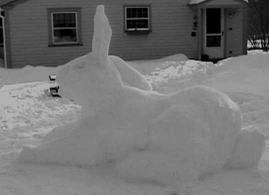 bunny snow sculpture